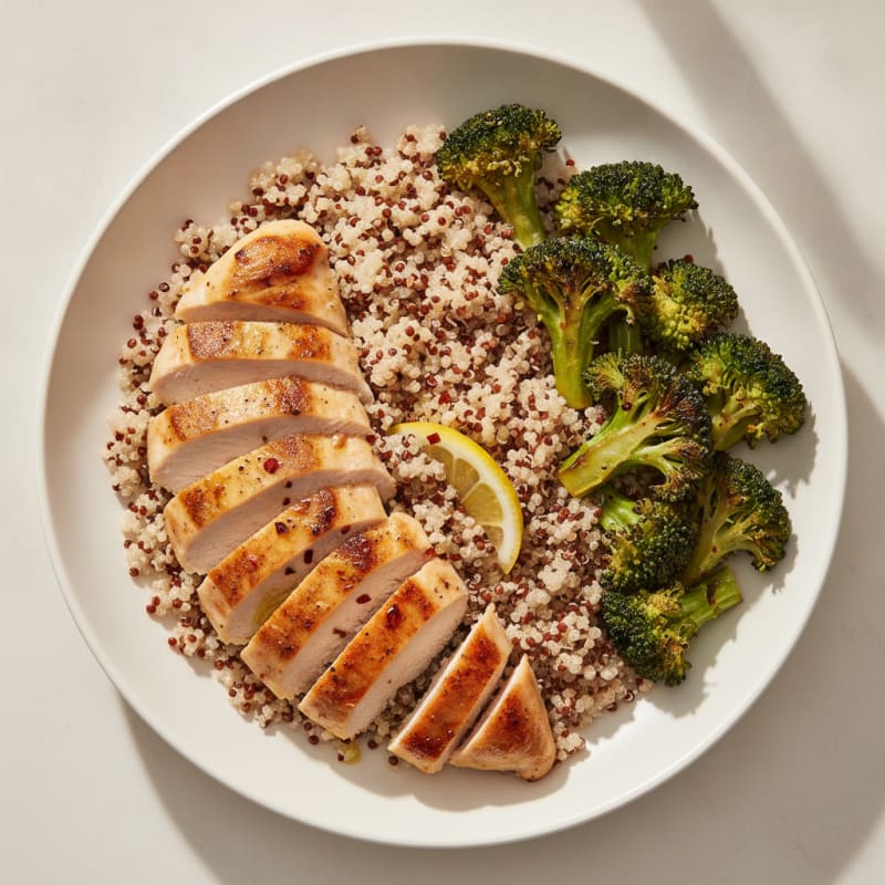 Grilled Chicken and Quinoa Bowl with Roasted Broccoli