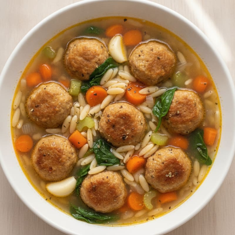 Chicken Meatball Orzo Soup
