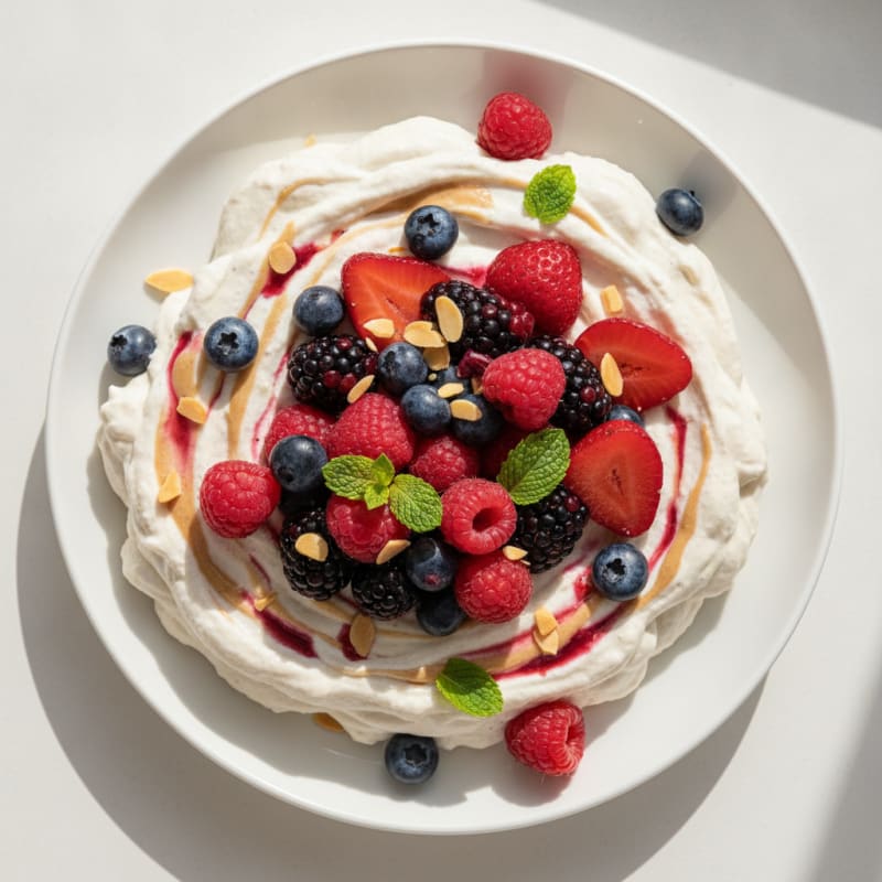 Greek Yogurt Protein Mousse with Mixed Berries