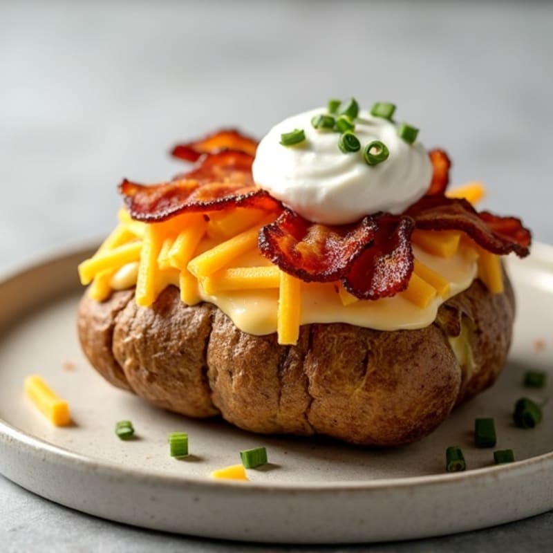 Baked Potatoes with Crispy Bacon and Creamy Cheese