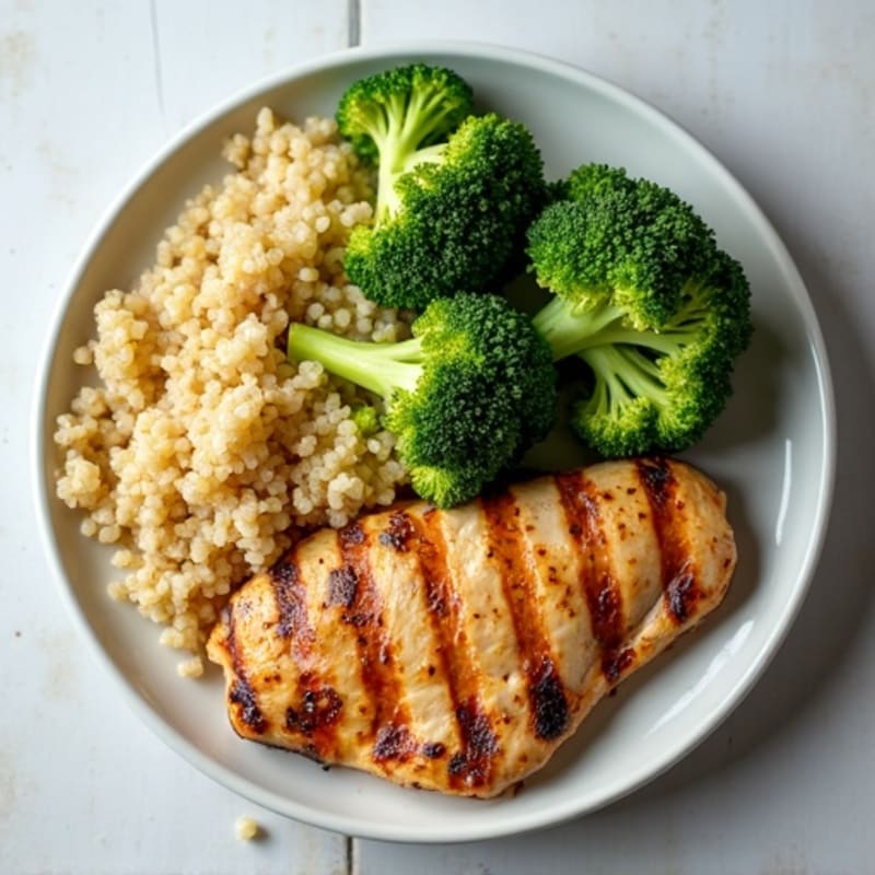 Grilled Chicken Breast with Quinoa and Steamed Broccoli