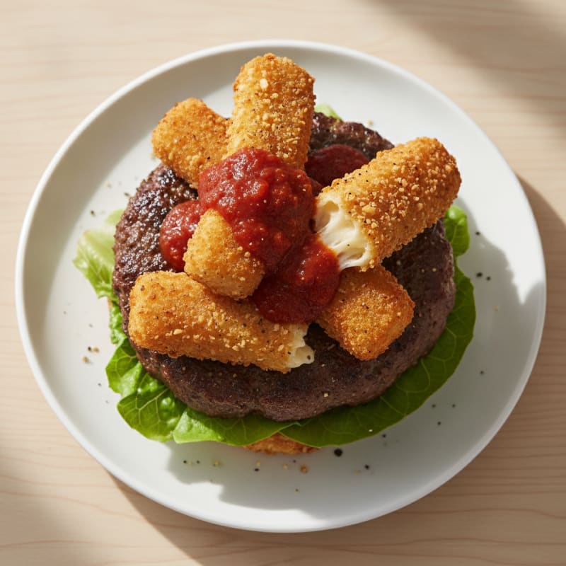 Mozzarella Stick Beef Burger