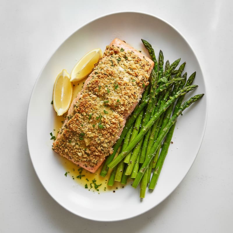 Herb-Crusted Salmon with Roasted Asparagus