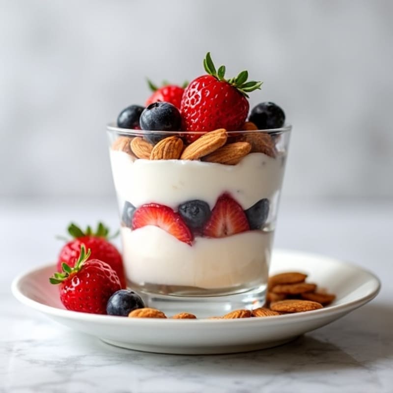 Greek Yogurt Protein Parfait with Almonds and Berries