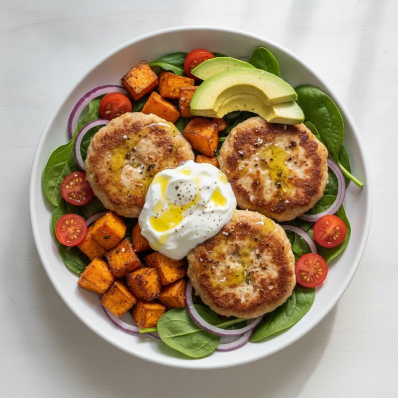 Turkey Burger Bowl with Sweet Potato