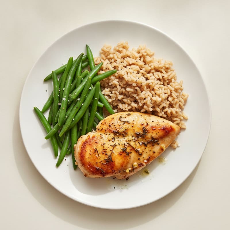Herb-Roasted Chicken with Green Beans and Rice