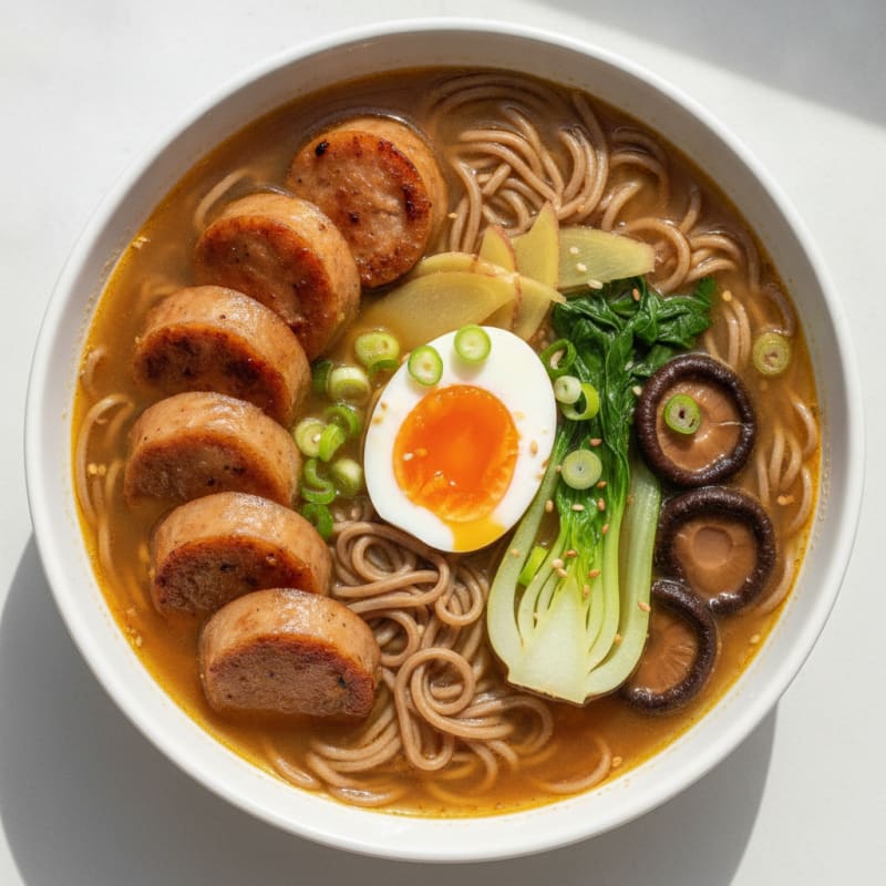 Chicken Sausage Ramen Noodle Bowl