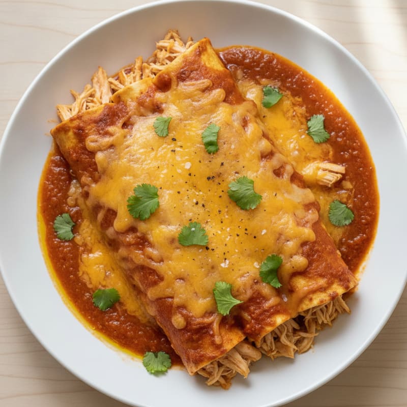 Chicken Enchiladas with Red Chili Sauce