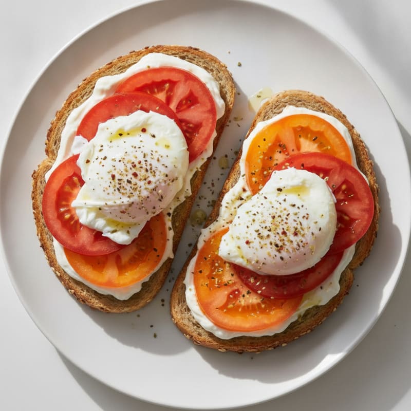 Egg and Greek Yogurt Toast with Sliced Tomatoes