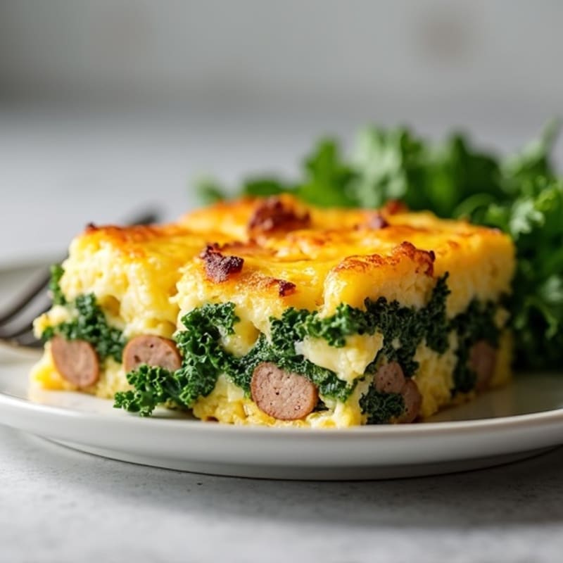 Baked Sausage and Kale Breakfast Strata