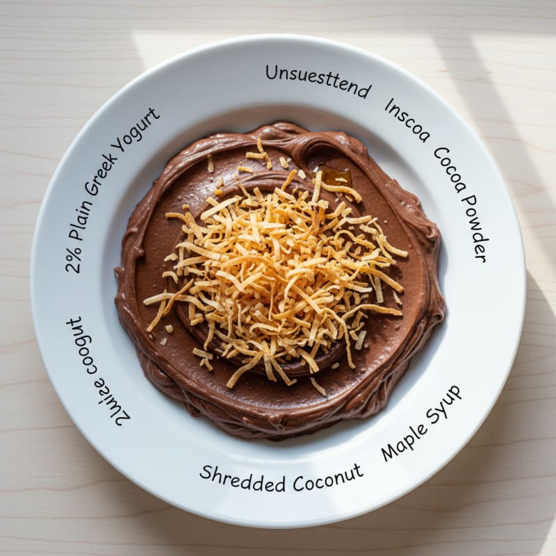 Creamy Protein Chocolate Pudding with Toasted Coconut
