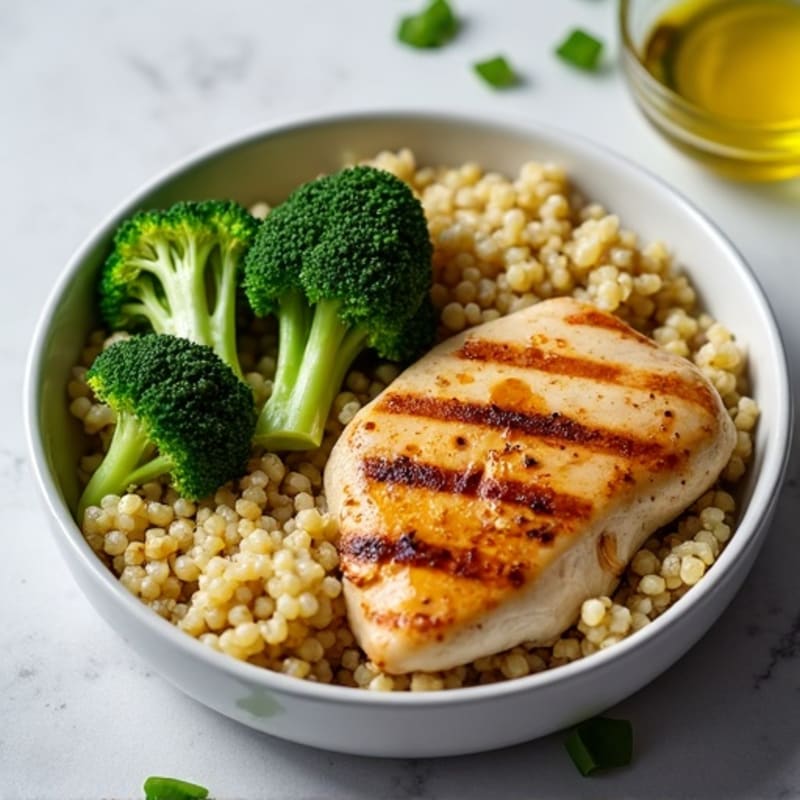 Grilled Chicken Breast with Roasted Broccoli and Quinoa