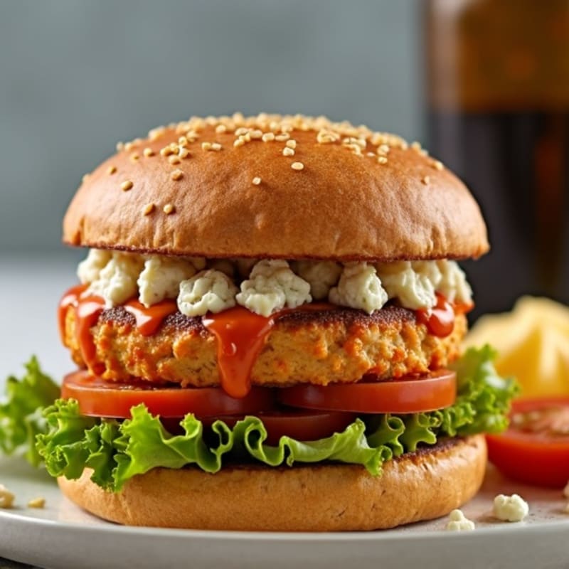 Spicy Buffalo Turkey Burger with Blue Cheese Crumbles