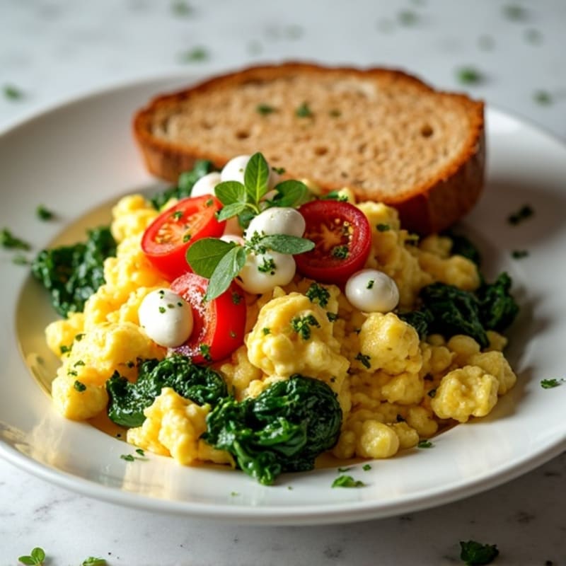 Fluffy Spinach Feta Egg White Scramble