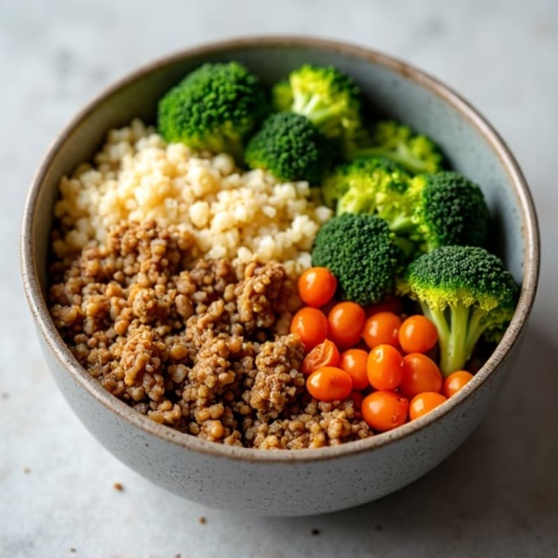 Ground Turkey and Lentil Power Bowl with Roasted Broccoli