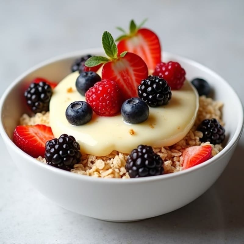 Fluffy Egg White Oatmeal Bowl with Berries