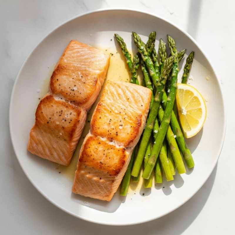 Pan-Seared Salmon with Roasted Asparagus