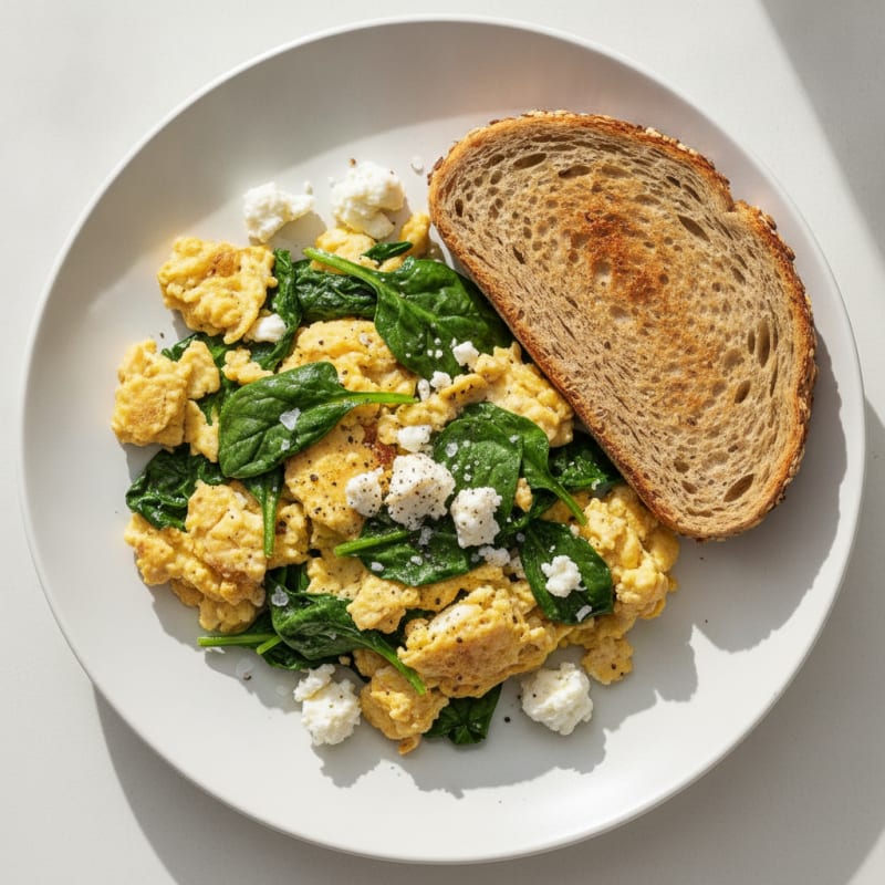 Scrambled Eggs with Spinach and Feta