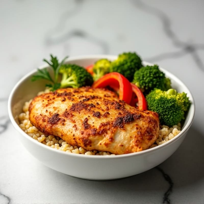 Crispy Chicken and Roasted Vegetable Protein Bowl