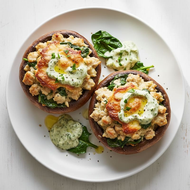 Creamy Herb-Stuffed Portobello Mushrooms