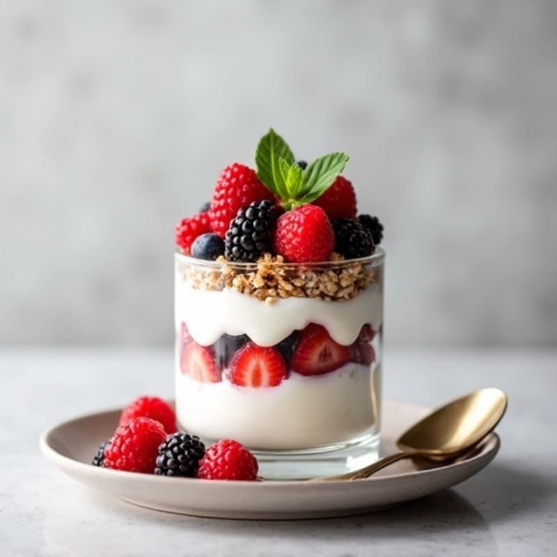 Greek Yogurt Protein Parfait with Mixed Berries