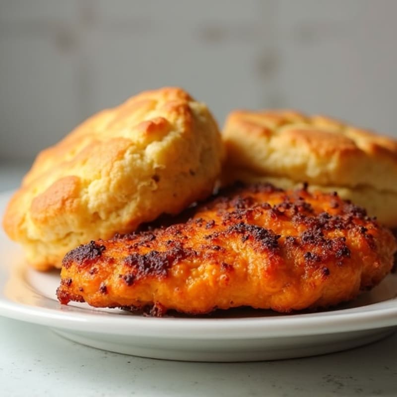 Crispy Baked Chicken with Fluffy Sweet Potato Biscuits
