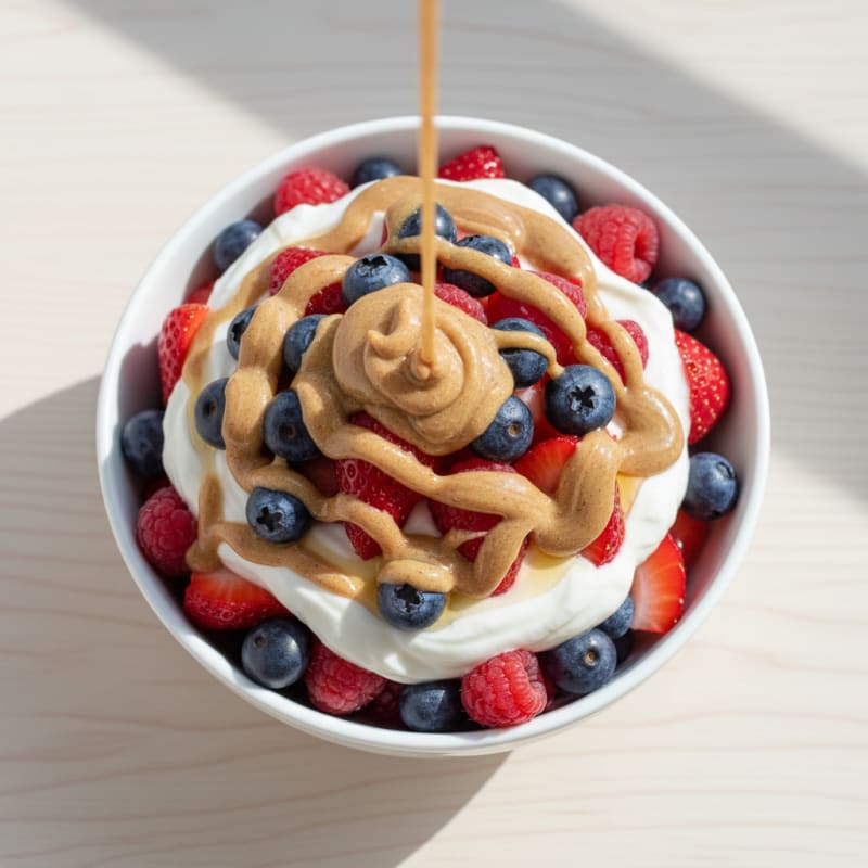 Greek Yogurt Protein Parfait with Berries and Almond Butter