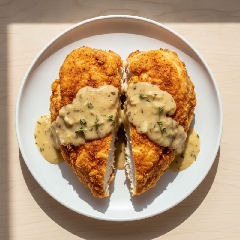 Crispy Buttermilk Fried Chicken with Creamy Gravy