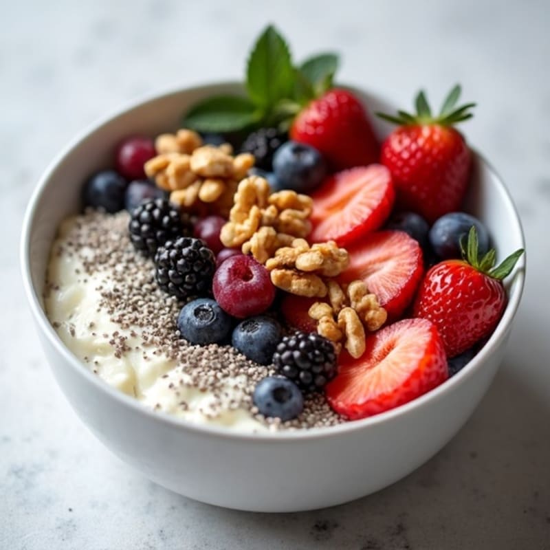 Cottage Cheese and Berry Protein Bowl with Chia Seeds