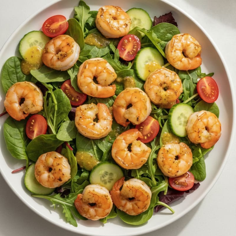 Grilled Shrimp and Mixed Greens Salad with Lemon Vinaigrette