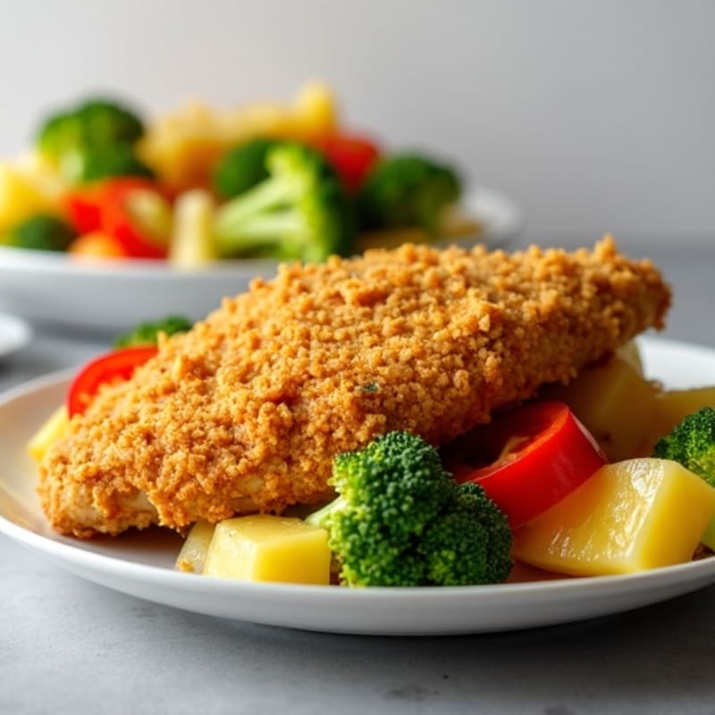 Crispy Baked Chicken with Sweet and Sour Vegetables