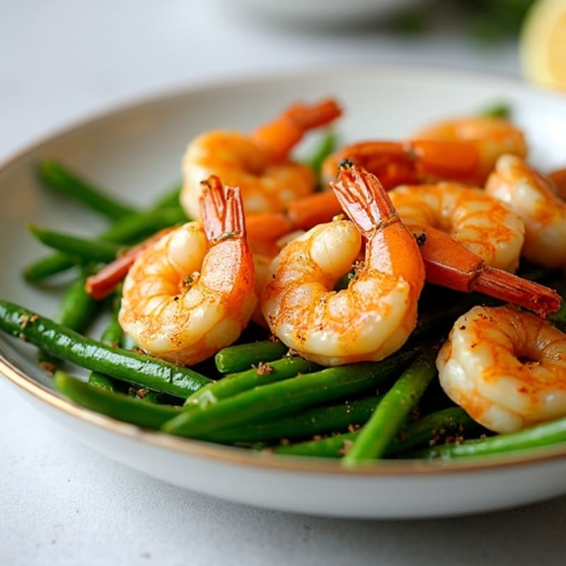 Garlic Herb Roasted Shrimp with Crispy Green Beans