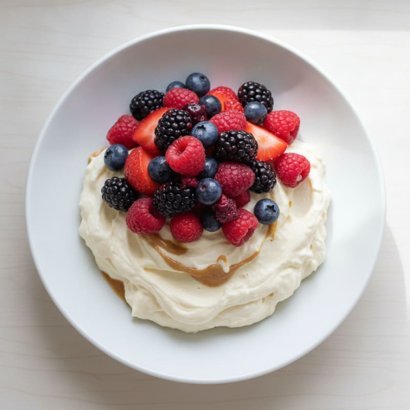 Greek Yogurt Protein Mousse with Mixed Berries