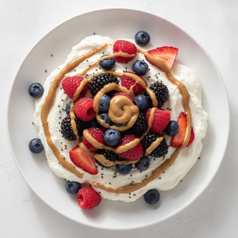 Silky Greek Yogurt Protein Mousse with Mixed Berries