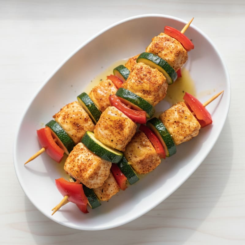 Crispy Chicken and Veggie Skewers