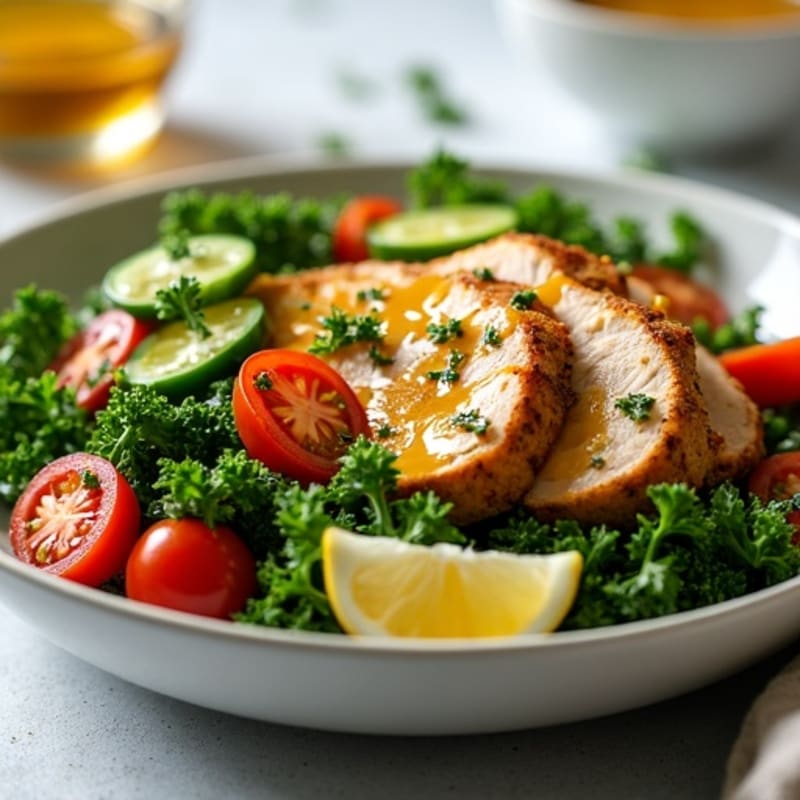Herb-Marinated Turkey with Crispy Greens and Zesty Vinaigrette
