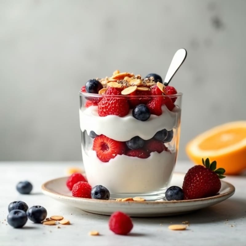 Creamy Greek Yogurt Parfait with Almonds and Berries