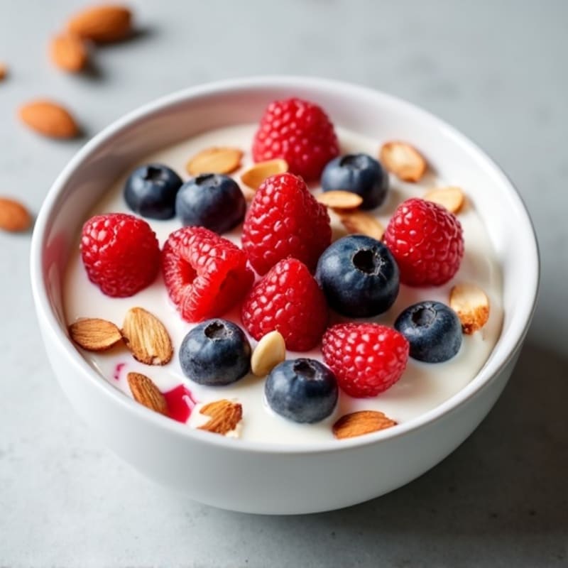 Creamy Greek Yogurt with Fresh Berries and Crunchy Almonds
