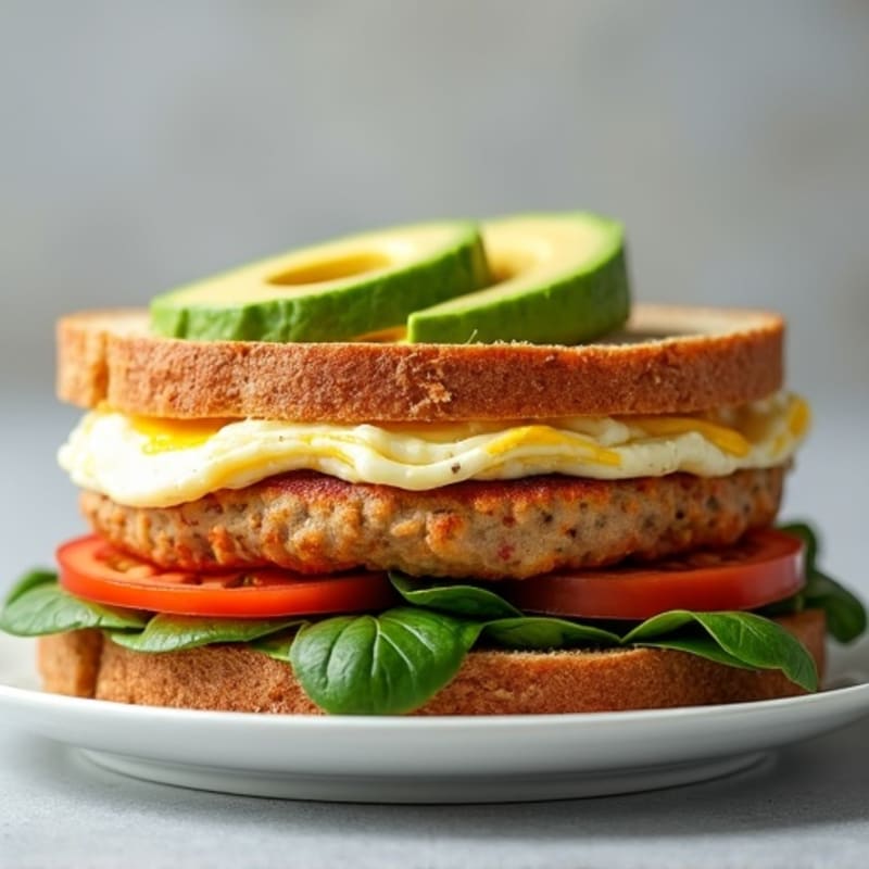 Egg White and Chicken Sausage Breakfast Sandwich on Whole Grain Bread