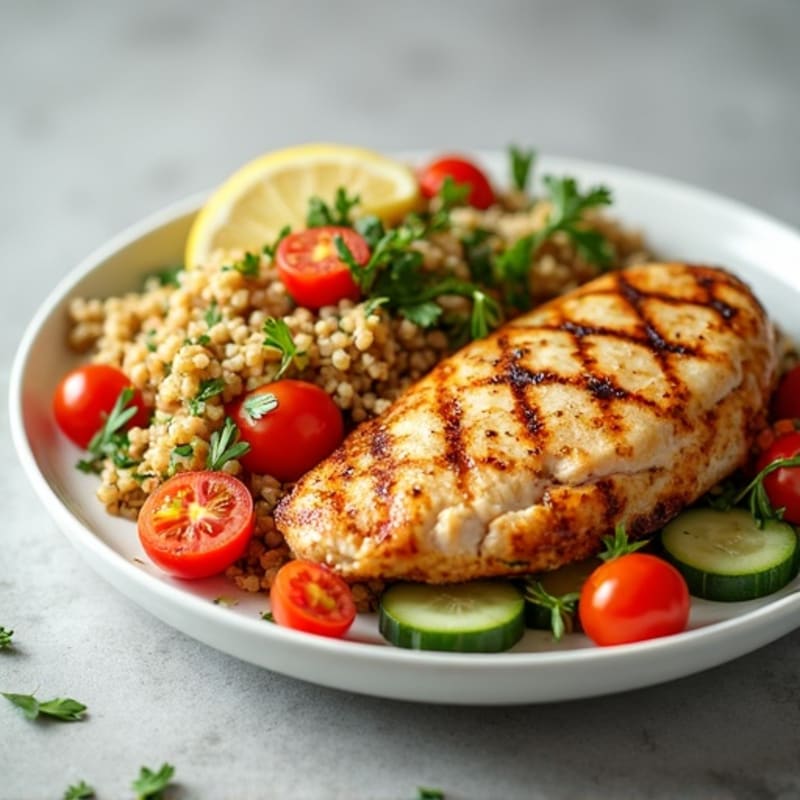Grilled Chicken Breast with Crunchy Quinoa Salad