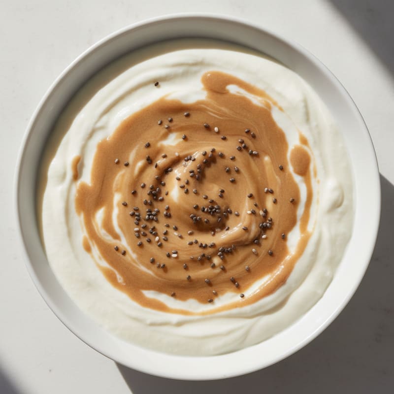 Creamy Vanilla Protein Yogurt with Almond Butter Swirl