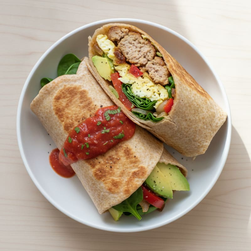 Hearty Sausage & Egg Breakfast Burrito