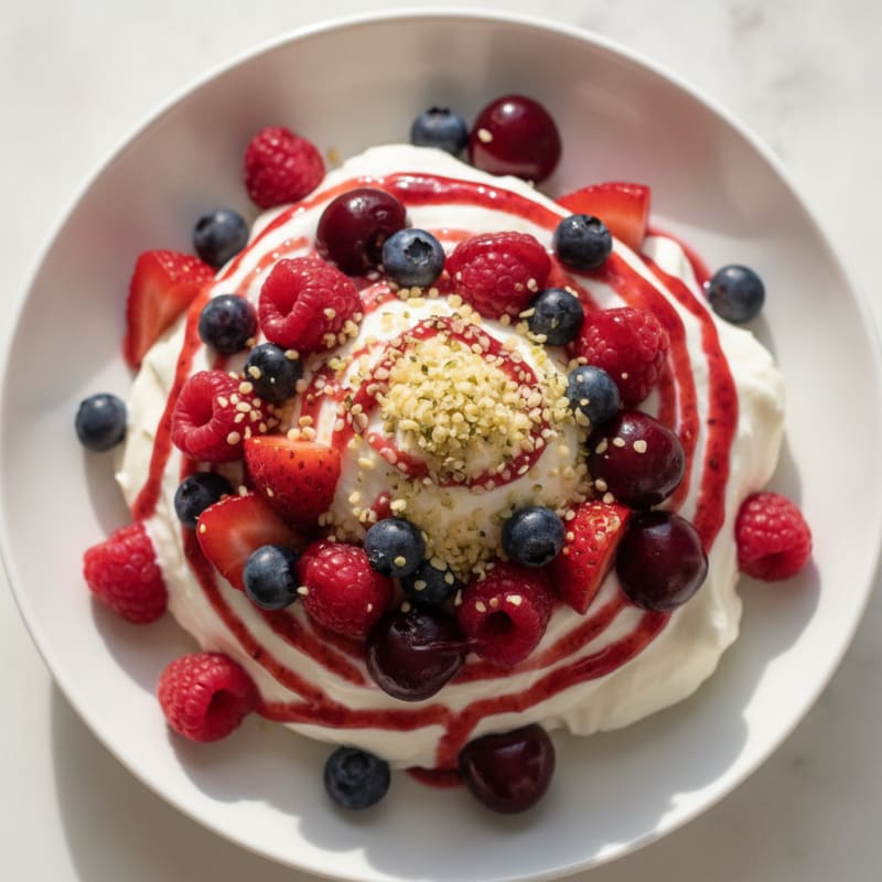 Greek Yogurt Protein Mousse with Mixed Berries
