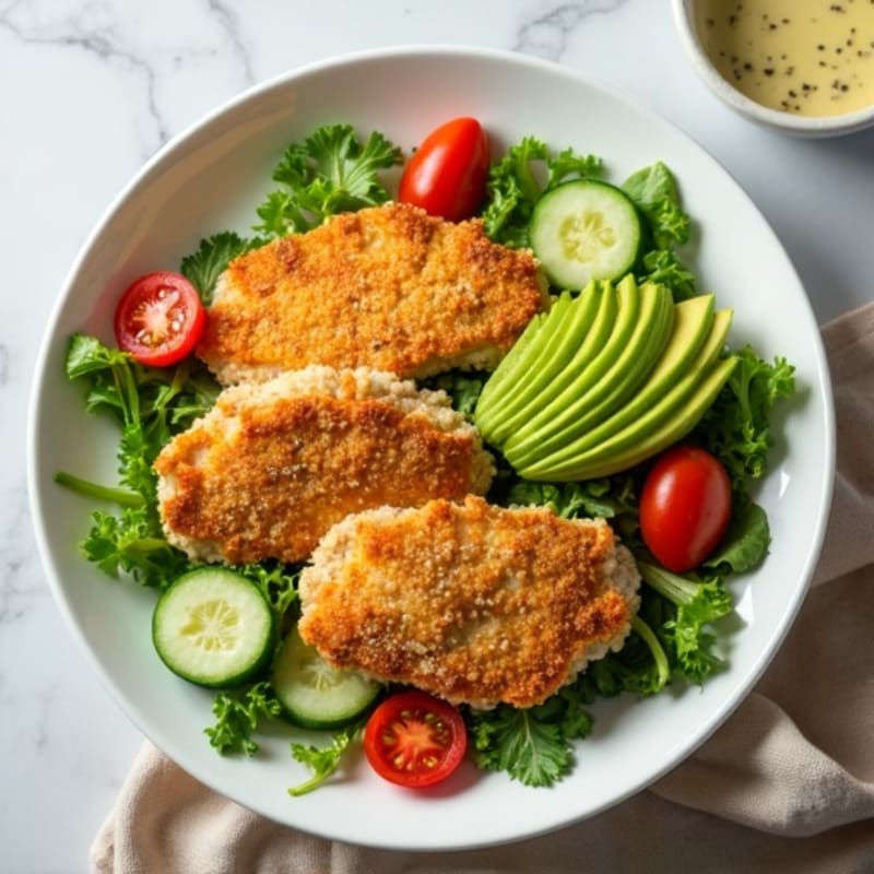 Crispy Chicken and Avocado Salad with Lemon Herb Dressing