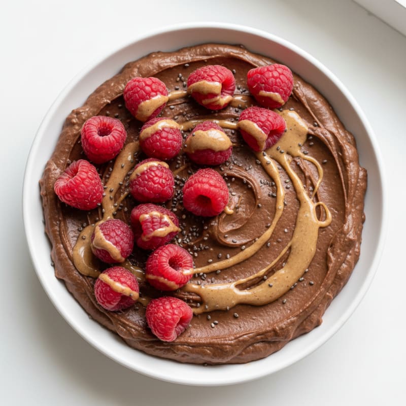 Silky Chocolate Protein Pudding with Fresh Berries