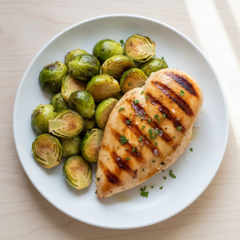 Grilled Chicken Breast with Roasted Brussel Sprouts