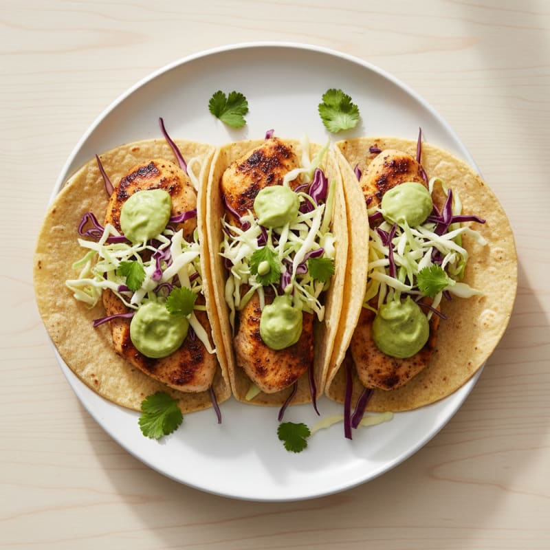 Chicken Tacos with Avocado Crema