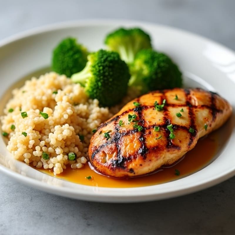 Grilled Chicken Breast with Quinoa and Steamed Broccoli
