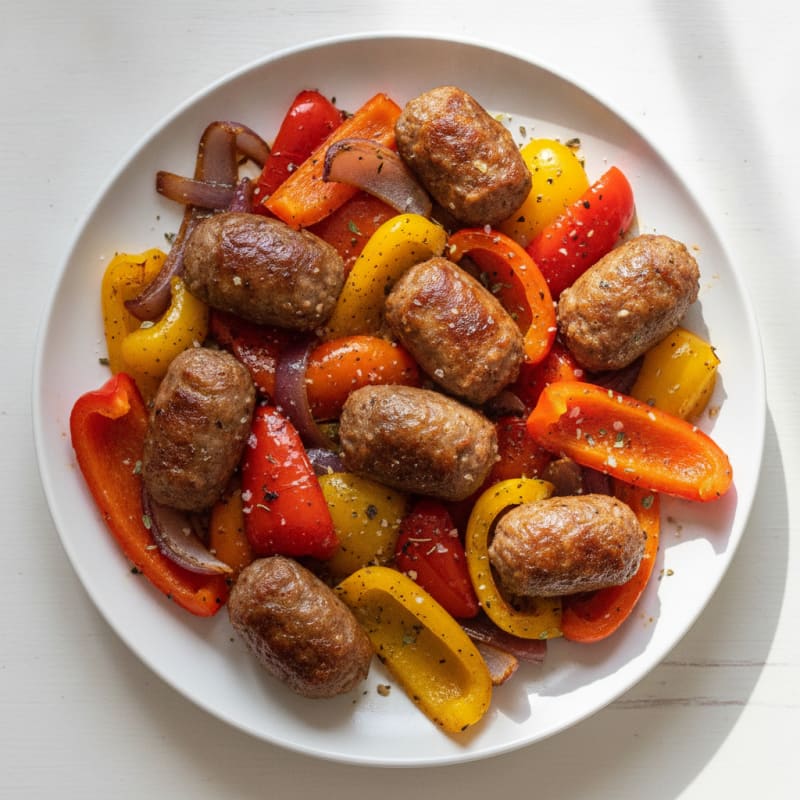 Sheet Pan Beef Sausage with Peppers