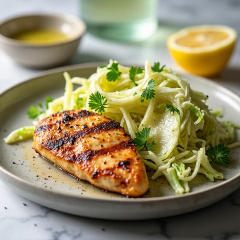 Grilled Chicken Breast with Crunchy Cabbage Slaw